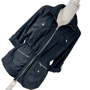 NWOT! STYLE & CO.! BLACK NYLON WINDBREAKER STYLE DRAWSTRING WAIST JACKET! SZ M